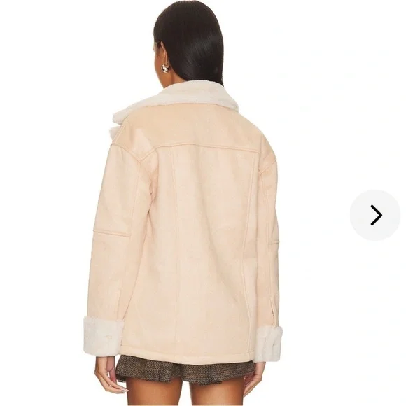Lovers and Friends Elise Faux Shearling Coat in Nude